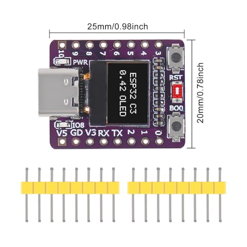 3PCS ESP32-C3 OLED Development Board with 0.42 Inch OLED Module Ceramic Antenna WiFi Bluetooth Q101