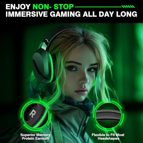 Wireless Gaming Headset with Noise Canceling Microphone, 50H Battery U41562