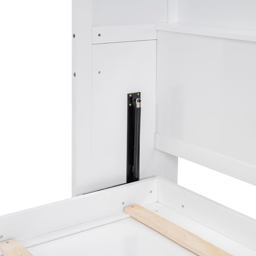 Queen Size Wood Murphy Bed with Shelves, Grey G354181