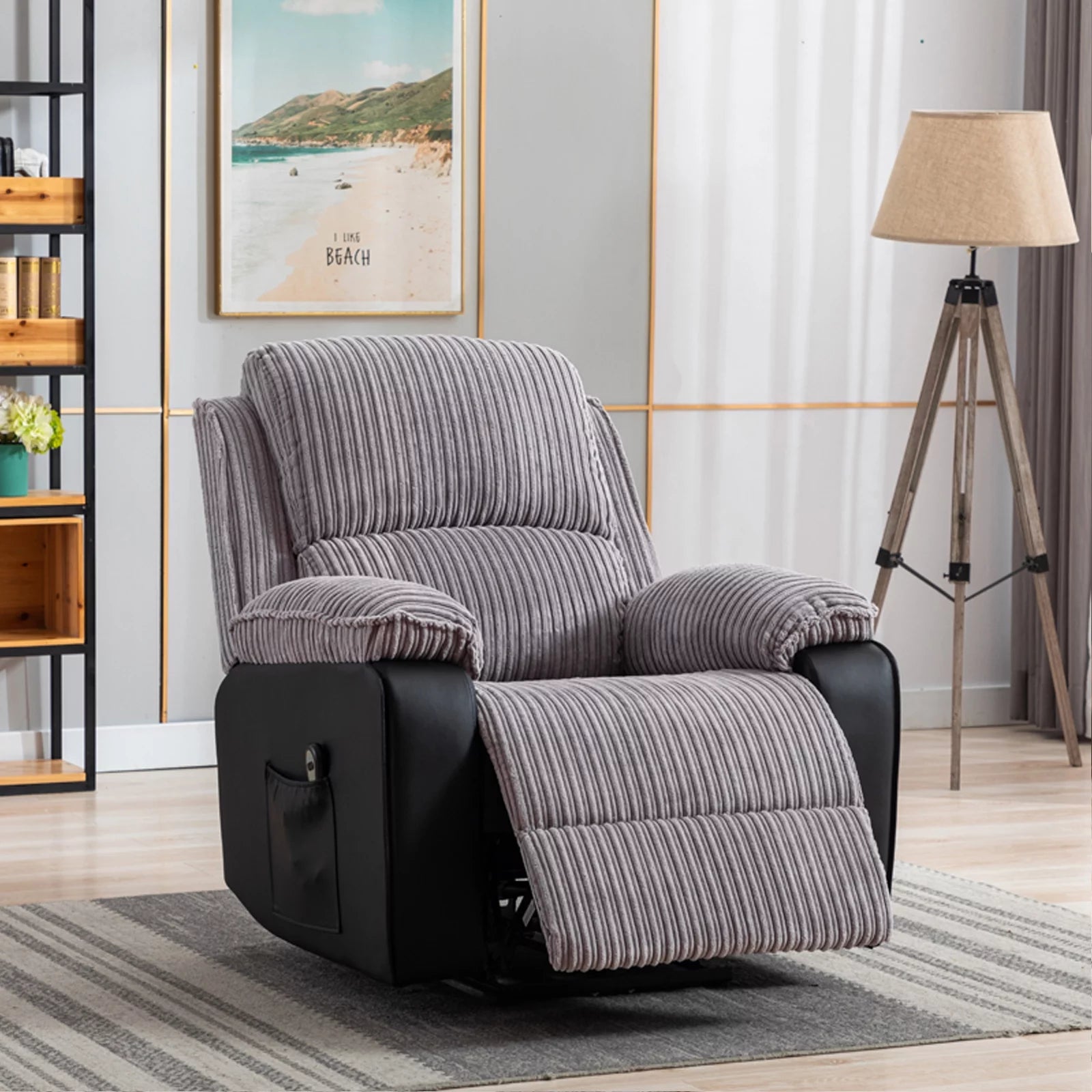 Electric Lift Recliner with Heat and Massage, Heavy Lounge Chair with Padded Arms and USB F74890