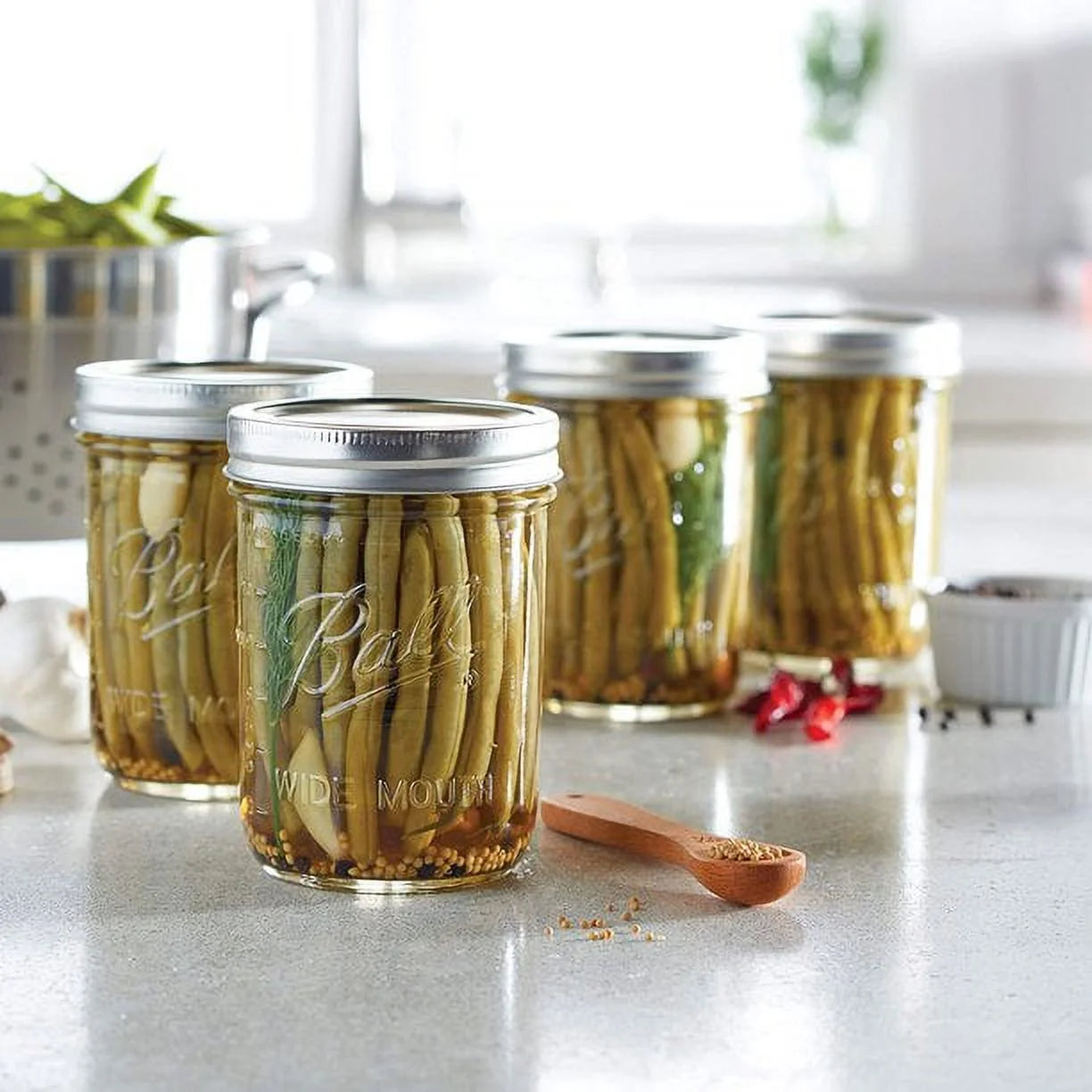 12-Count 16-Ounce Glass Mason Jar with Lids and Bands J39000