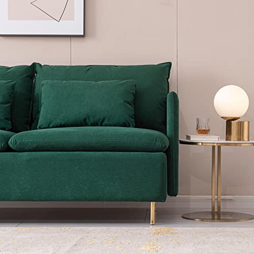 Green Cotton Linen 2-Seat Loveseat Couch G794687