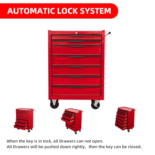 6-Drawer Rolling Metal Tool Chest with Wheels and Keyed Locking V444