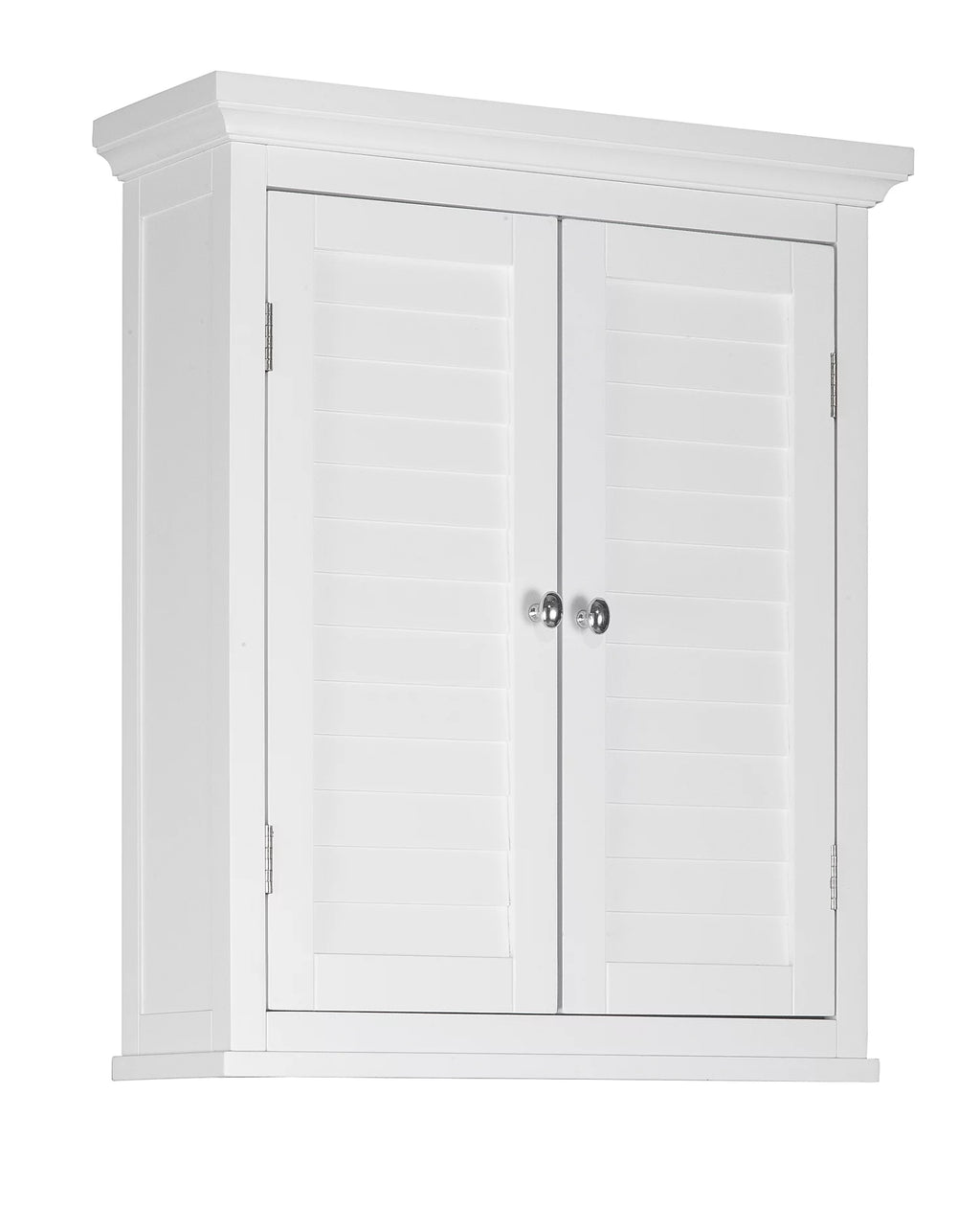 White Wooden Wall Cabinet with Shutter Doors M578