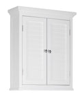 White Wooden Wall Cabinet with Shutter Doors M578