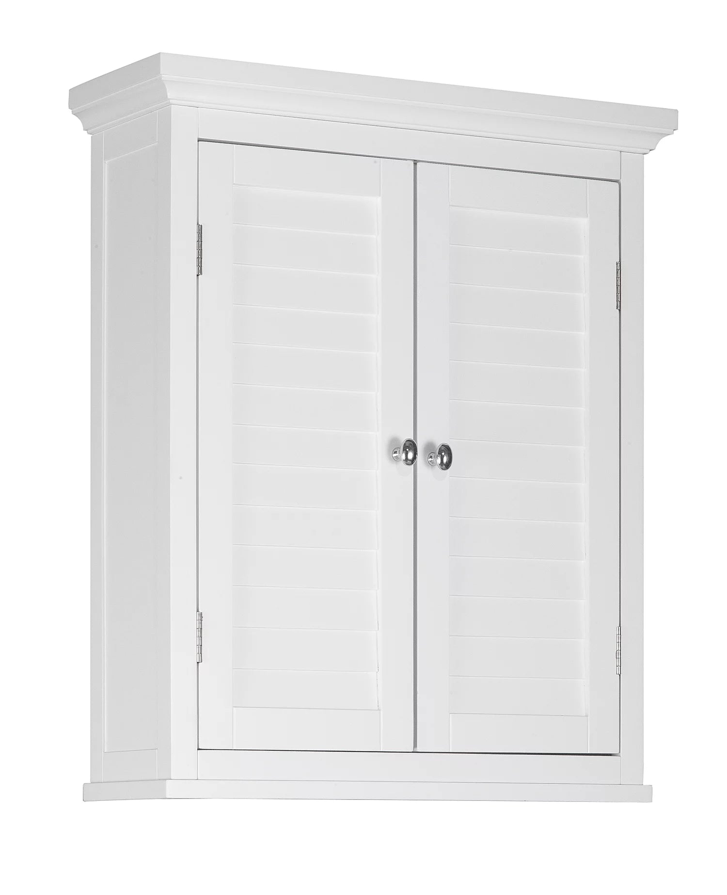 White Wooden Wall Cabinet with Shutter Doors M578