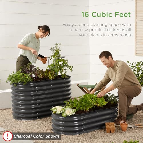 8x2x2ft Metal Raised Garden Bed, Charcoal V2175