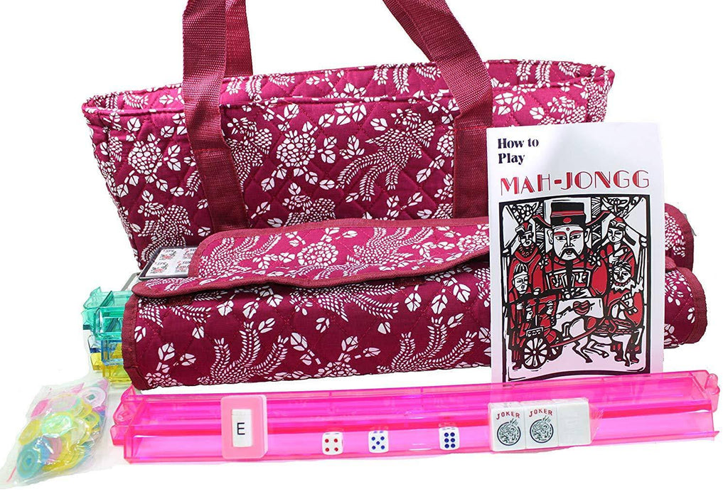 Violet Red 166 Tiles American Mahjong Set with Soft Bag B49490