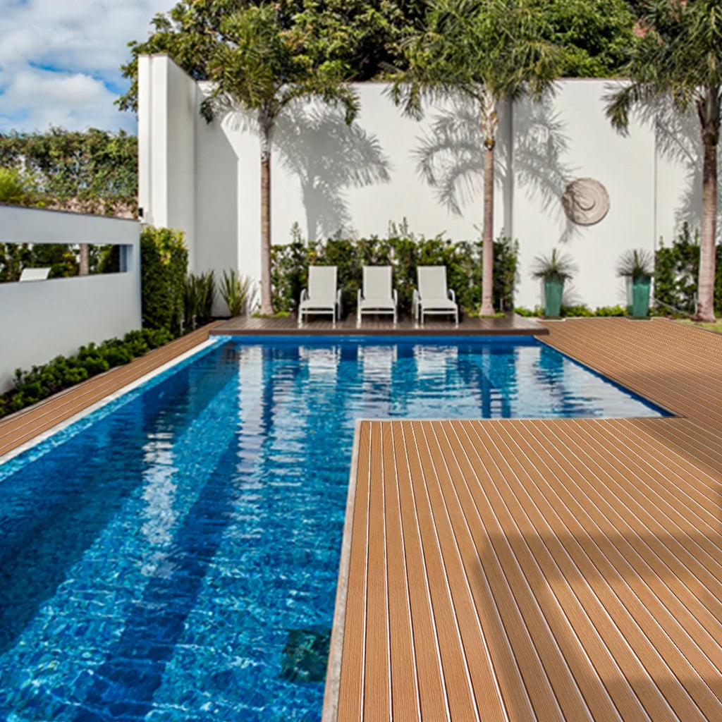 94"× 35" EVA Foam Faux Teak Decking Sheet Self-Adhesive Non-Skid Marine Flooring P2471
