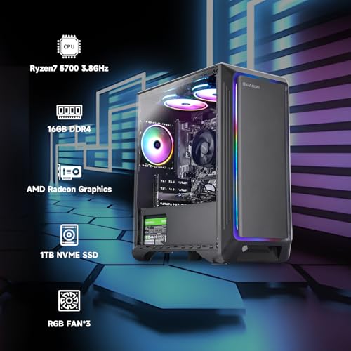 AMD Ryzen7 5700G 3.8GHz 1TB NVME SSD 16GB DDR4 RAM 3200 550W PSU Gaming PC Desktop N8029
