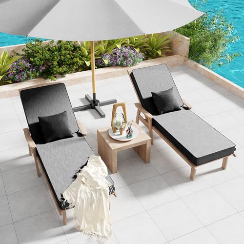 Turquoise 72"L x 21"W x 5"T Water-Resistant Olefin Chaise Lounge Cushion with Pillow D9501