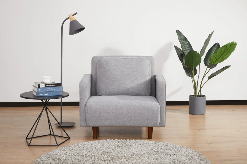 Light Gray Polyester Convertible Futon Sofa Chair O200068