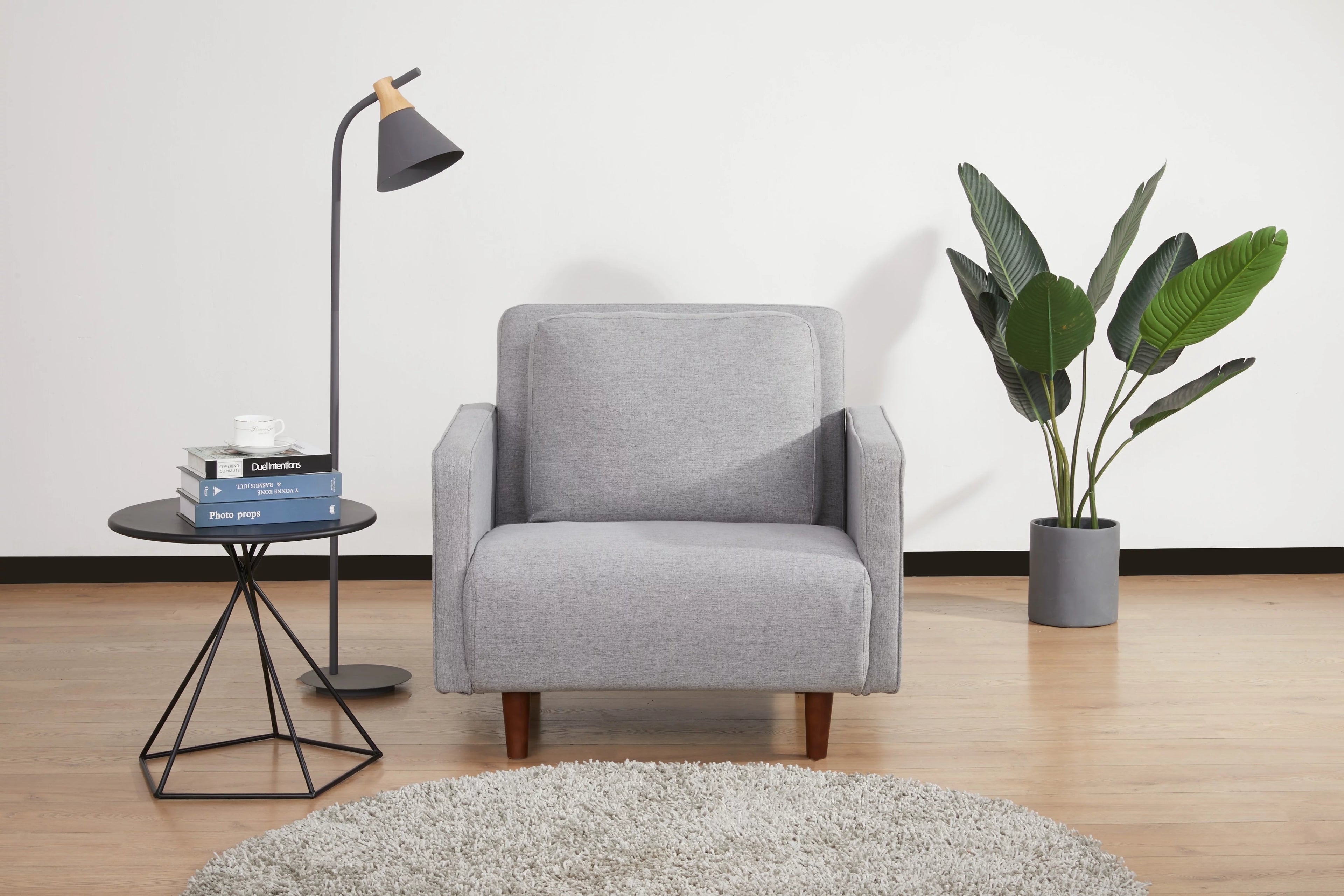 Light Gray Polyester Convertible Futon Sofa Chair O200068