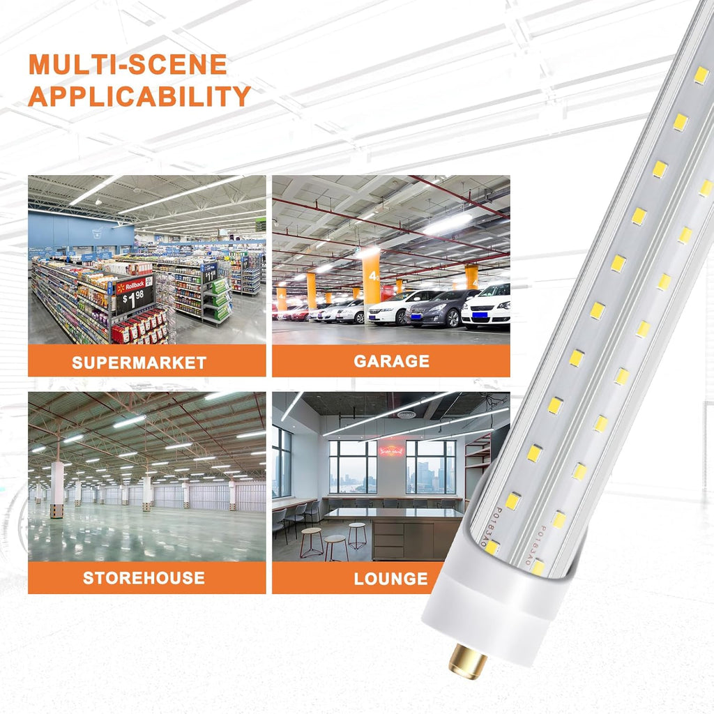 8ft 72W 6000K 10000lm T8 T10 T12 FA8 LED Bulbs (Pack of 12) W859