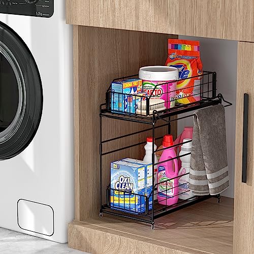 2 Tier Pull Out Cabinet Organizer with Hanging Rail E444