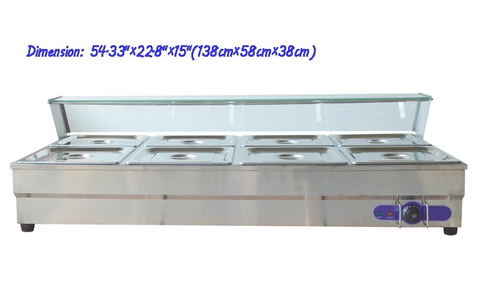 8-Pan Bain-marie Buffet Food Warmer with Glass Guard Y1066