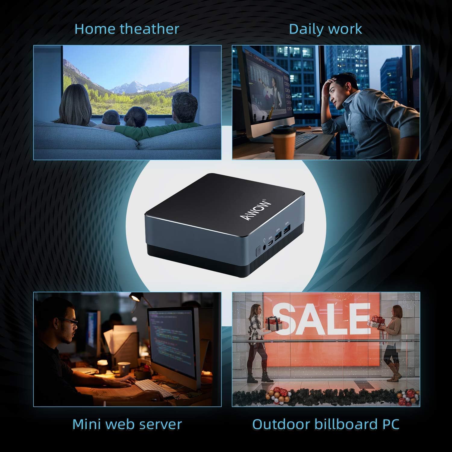 Mini Desktop Computer Intel Celeron J4125 8GB RAM 128GB SATA SSD H110183