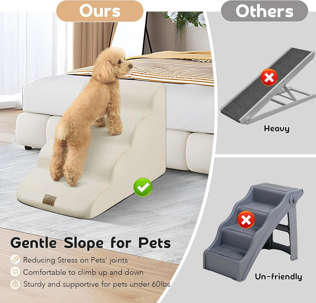 Beige 4-Tier Foam Pet Stairs S174731