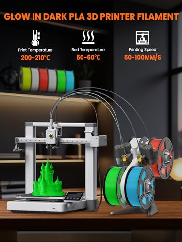 PLA 3D Printer Filament 1.75mm, 0.25kg Each Spool, Total 2kg, 8 Packs, Black/White and Transparent Red/Purple/Orange/Blue/Yellow/Green G637