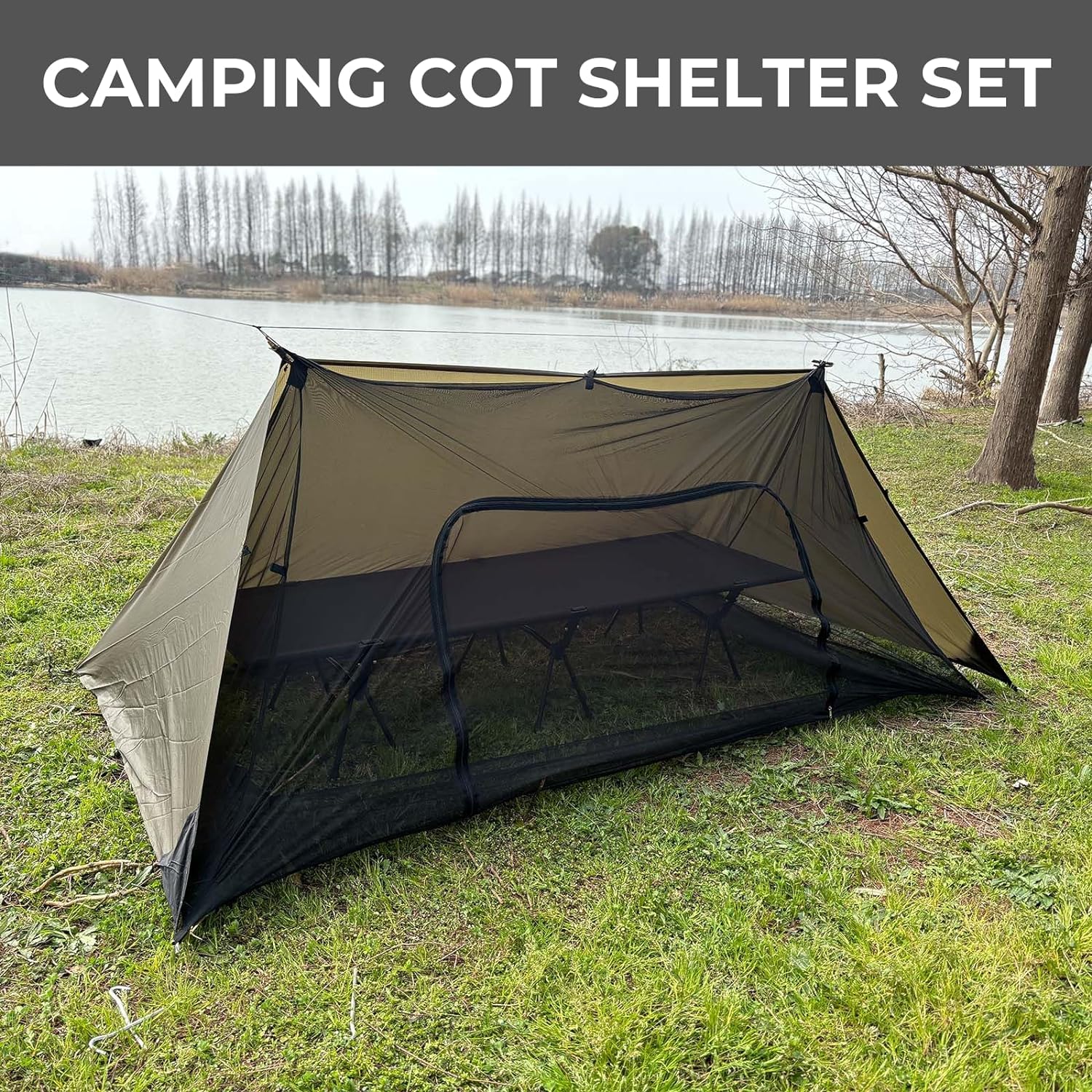 Camping Tarp Set with Ripstop Silnylon Silicone PU Coating W8069
