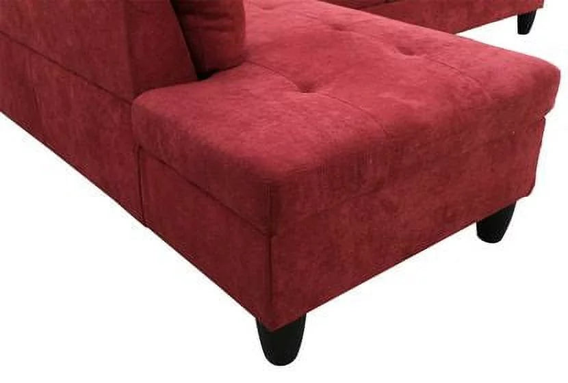 Wine Red L Shaped Sectional Sofa I838