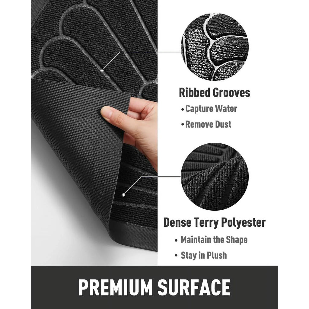 Black 24”x47” Durable Rubber Non Slip Door Mat M8733