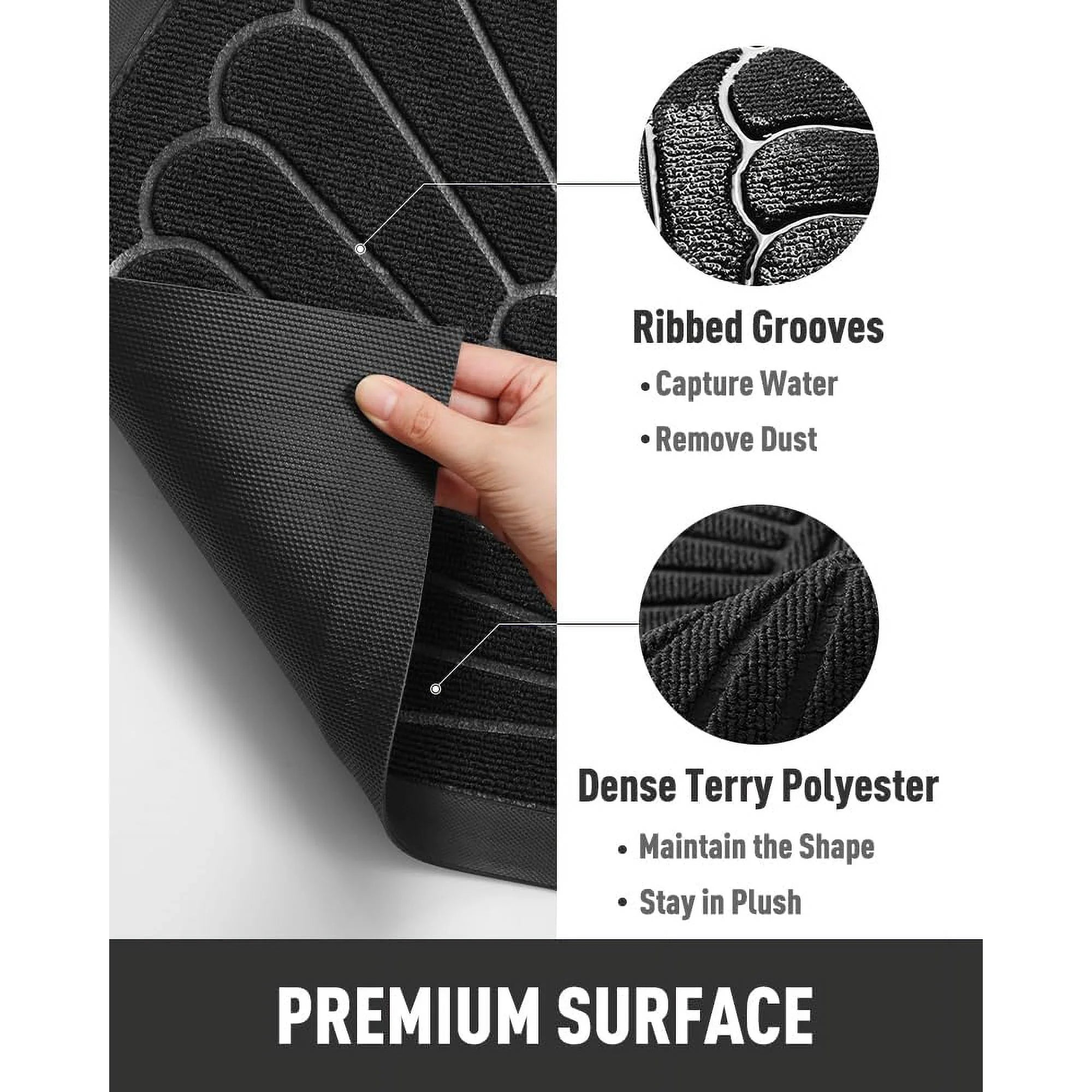 Black 24”x47” Durable Rubber Non Slip Door Mat M8733