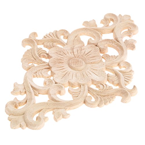 Wood Carved Appliques, 2Pcs Wooden Decorative Onlays, 15x10.5cm Y969425