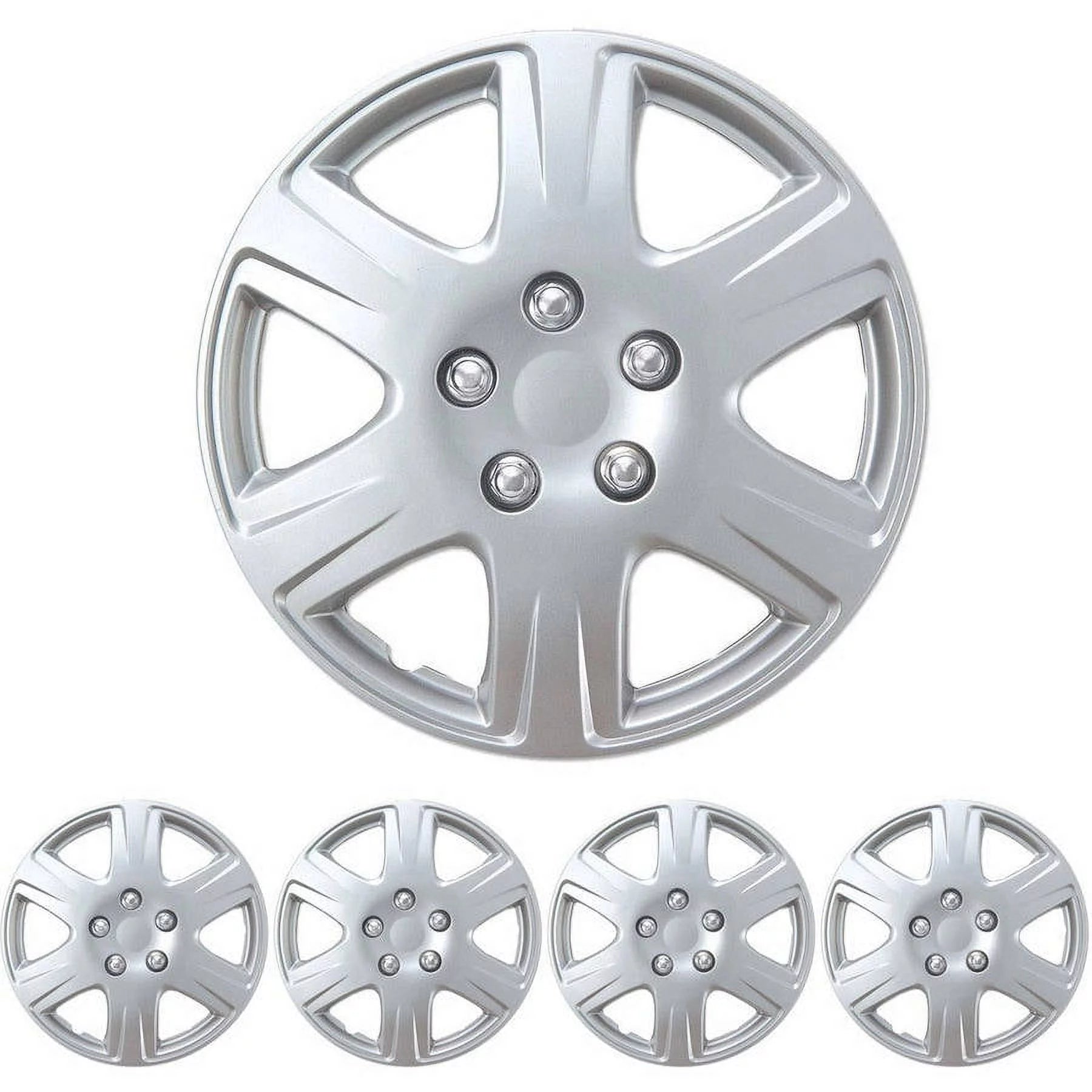 Silver 15" 4 Pieces ABS Plastic Hubcaps S146