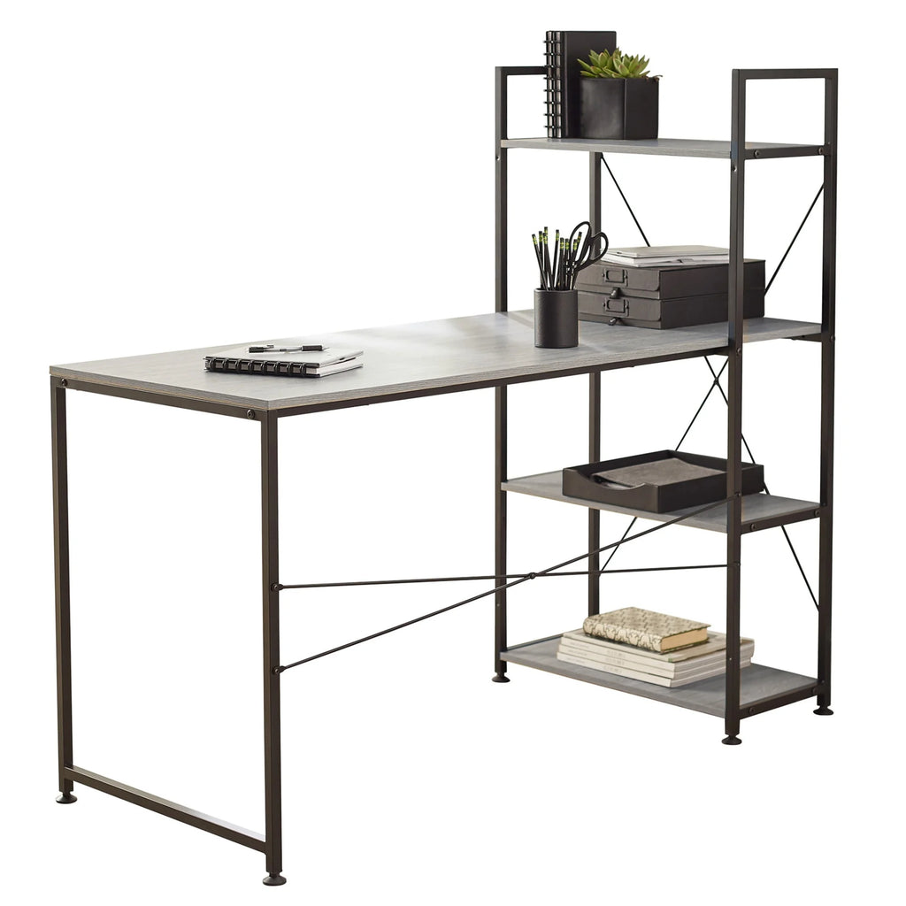 Gray Computer Desk With Storage Shelves Z920