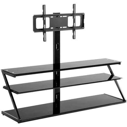 Height Adjustable Tempered Glass TV Stand with Metal Frame Z738