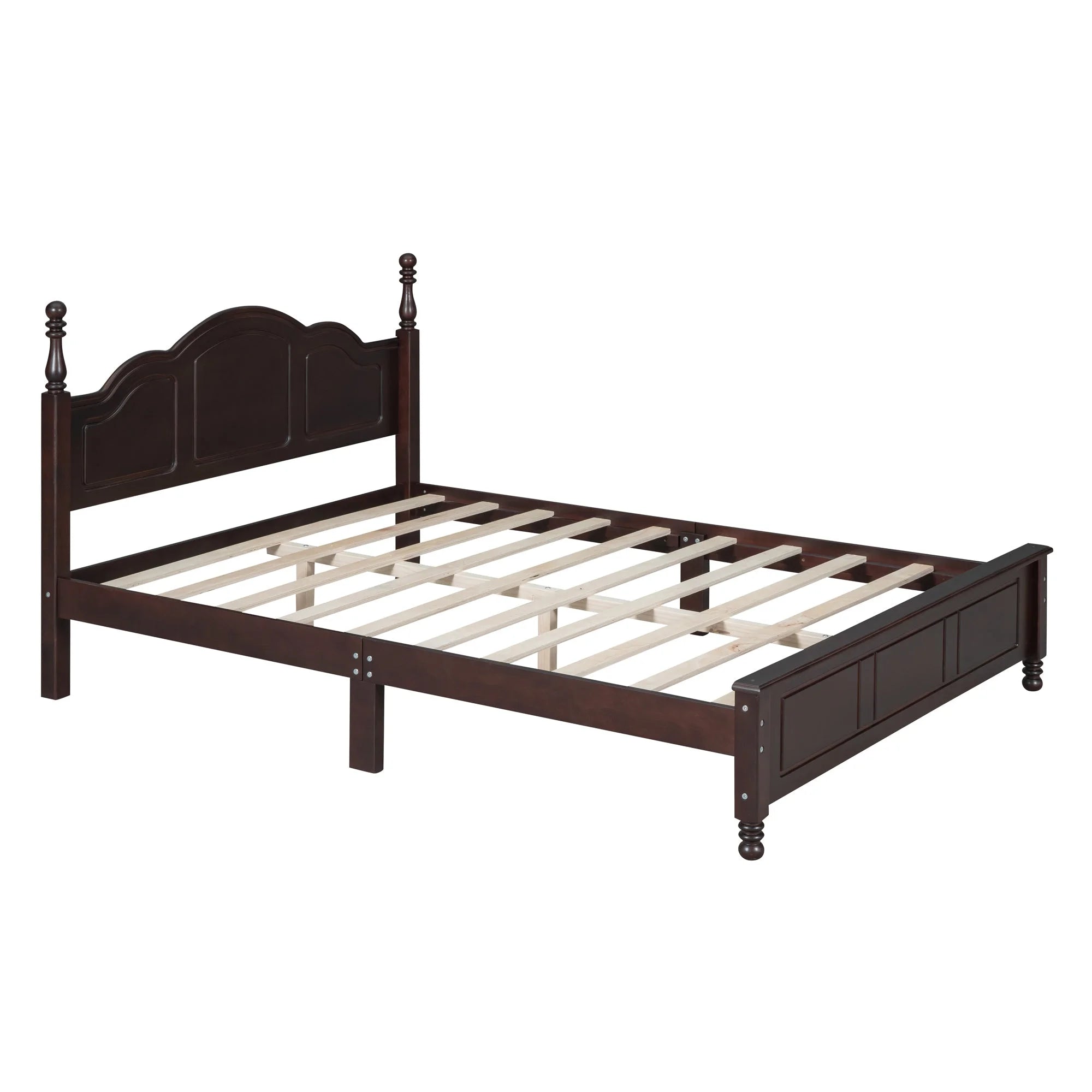 Dark Walnut Queen Size Wood Platform Bed Frame P858536