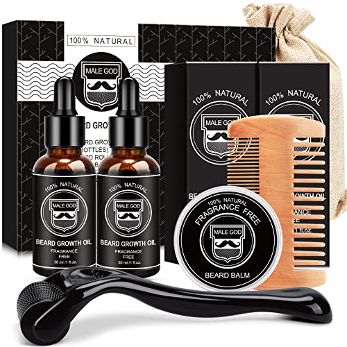 Beard Growth Kit with Beard Growth Oil (2 Packs), Beard Balm, Beard Comb R80433