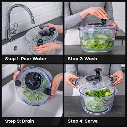 Salad Spinner with Storage Lid, Drain, Bowl, and Colander - 3.7 Qt O511