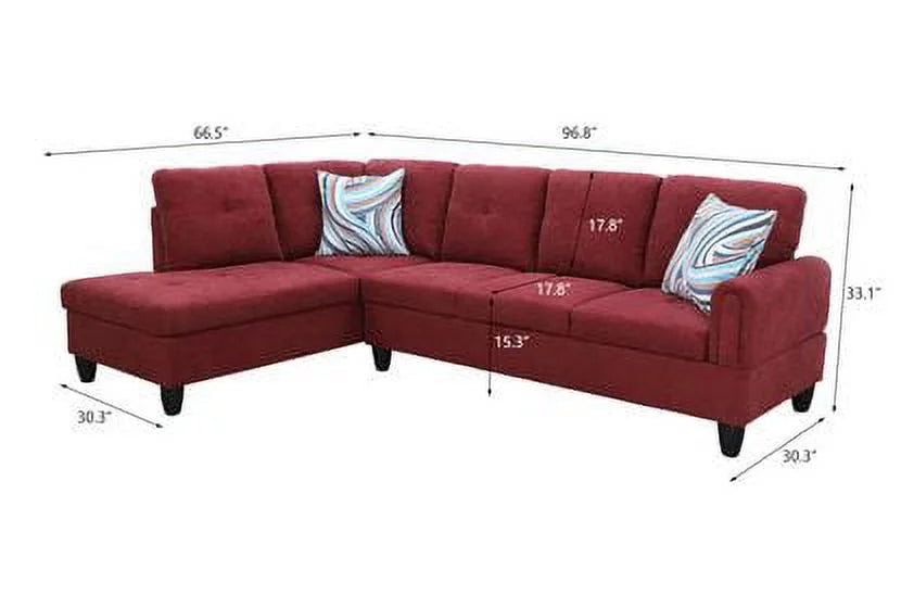 Wine Red L Shaped Sectional Sofa I838