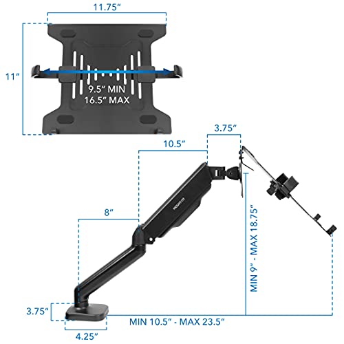 Full Motion VESA Monitor Desk Mount with Laptop Tray K670561