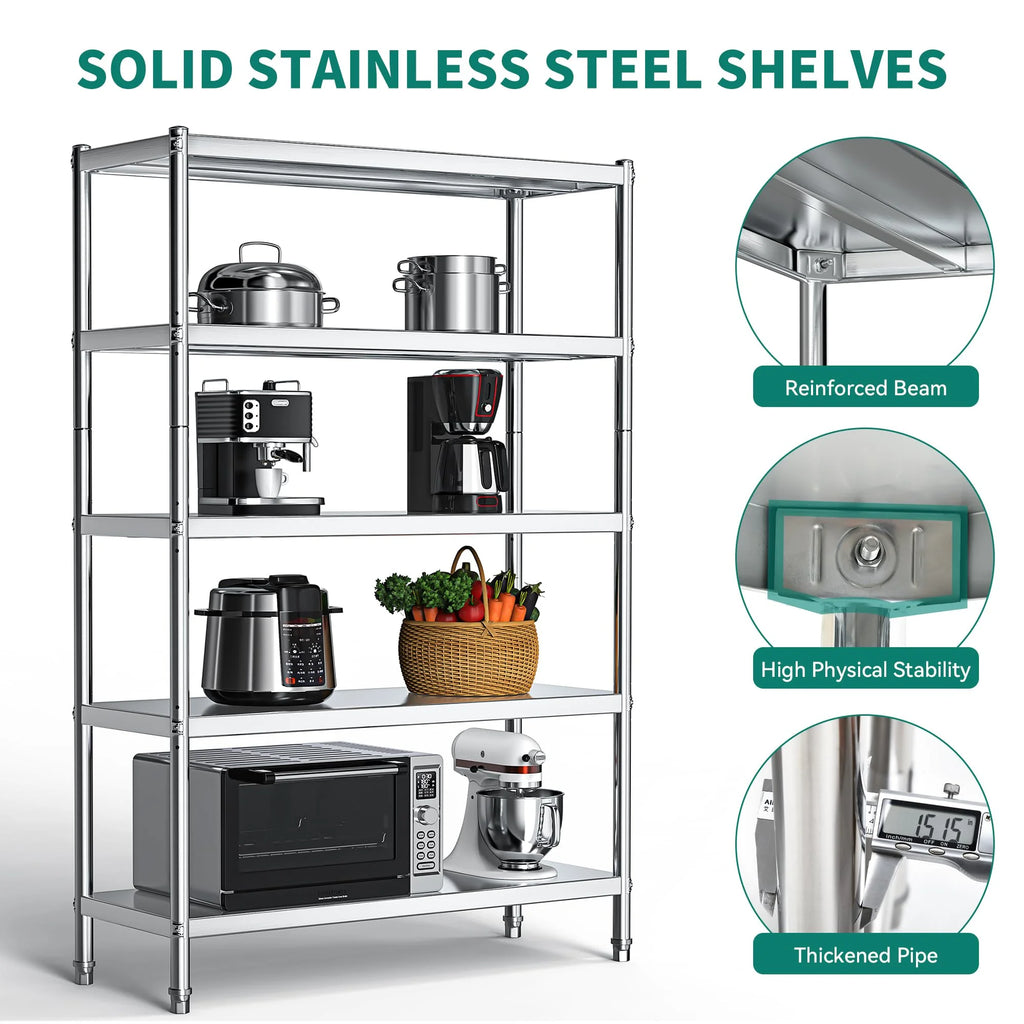 48"*18"*72" 5 Tier Stainless Steel Storage Shelf J518100