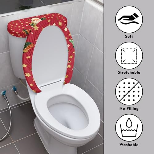 Christmas Trees Toilet Lid Cover and Toilet Tank Cover Set Stretch Seat Covers M413