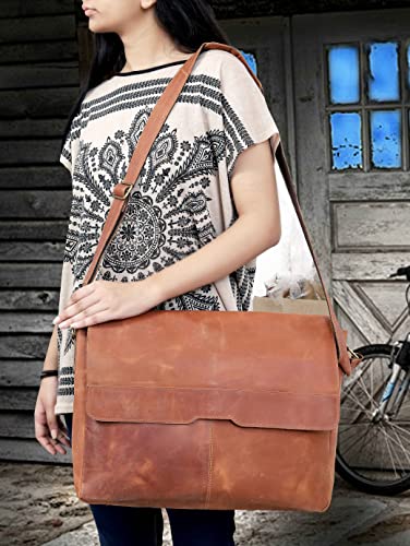 Brown Leather Messenger Bag T643