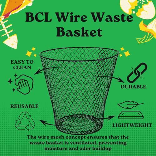 Wire Mesh Round Waste Basket 9 inch Black Z25286