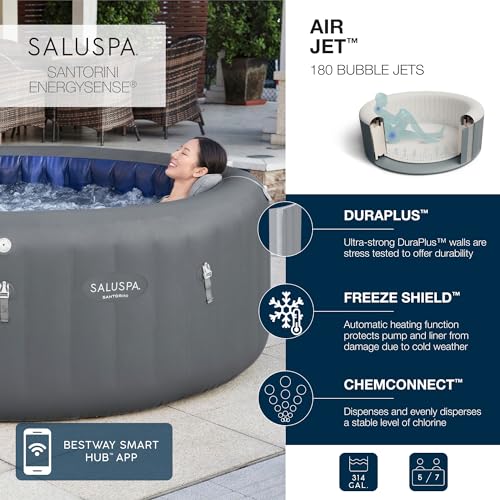 Gray Inflatable Hot Tub with Cover Q633224