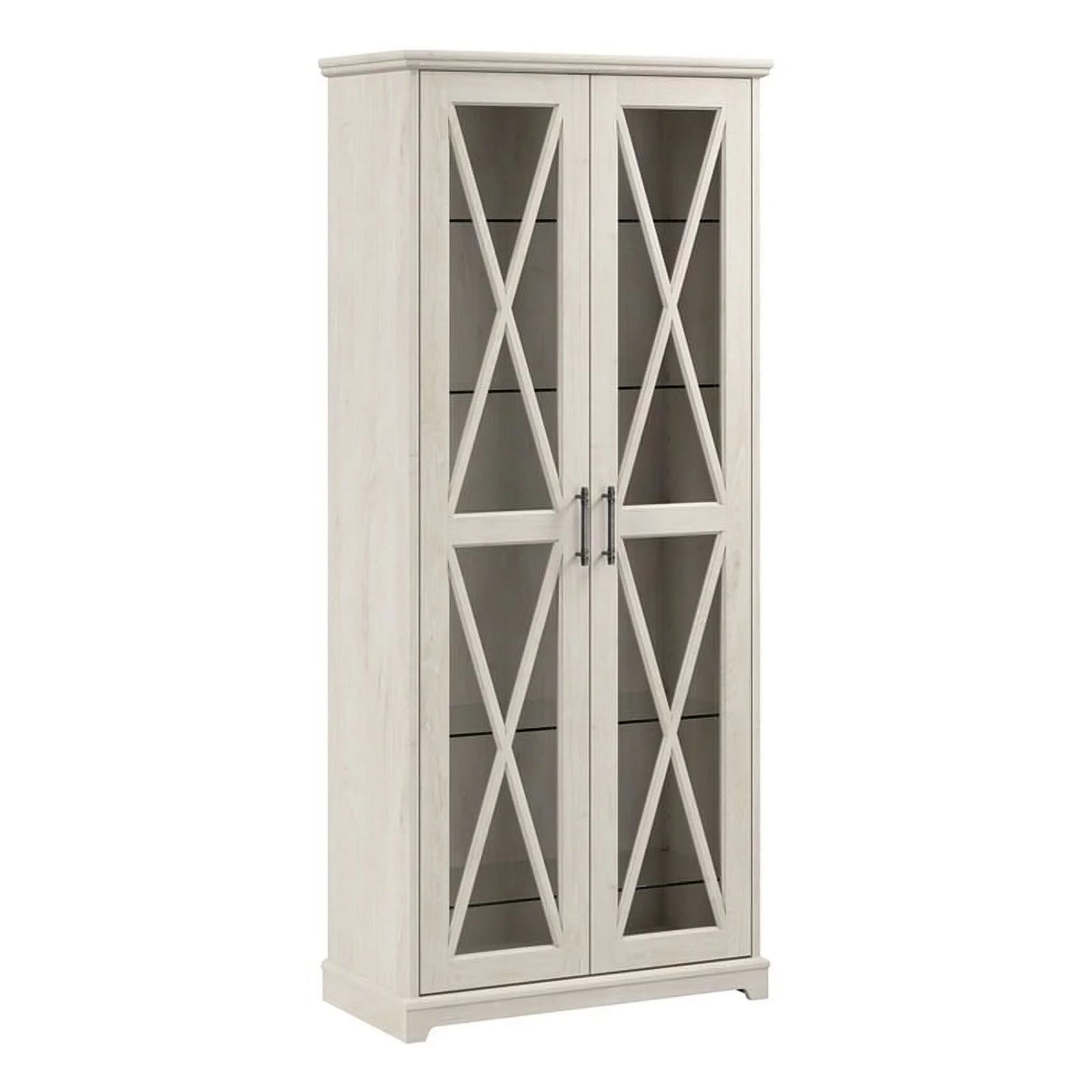 Linen White Oak Curio Cabinet with Glass Doors C3972