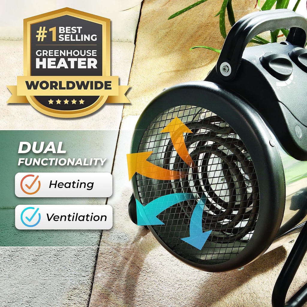 Greenhouse Heater with Thermostat - 11”x 8”x12.5" - 110v Heater J805183