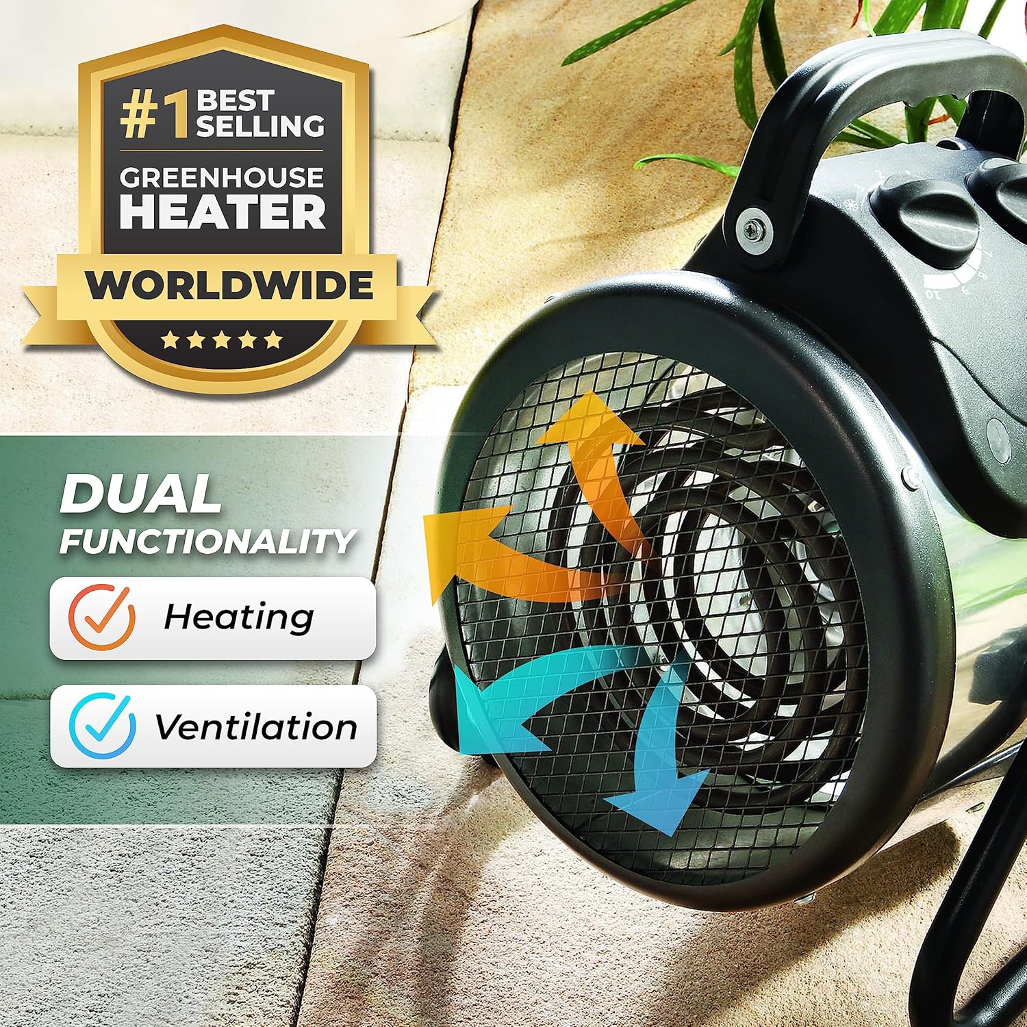 Greenhouse Heater with Thermostat - 11”x 8”x12.5" - 110v Heater J805183