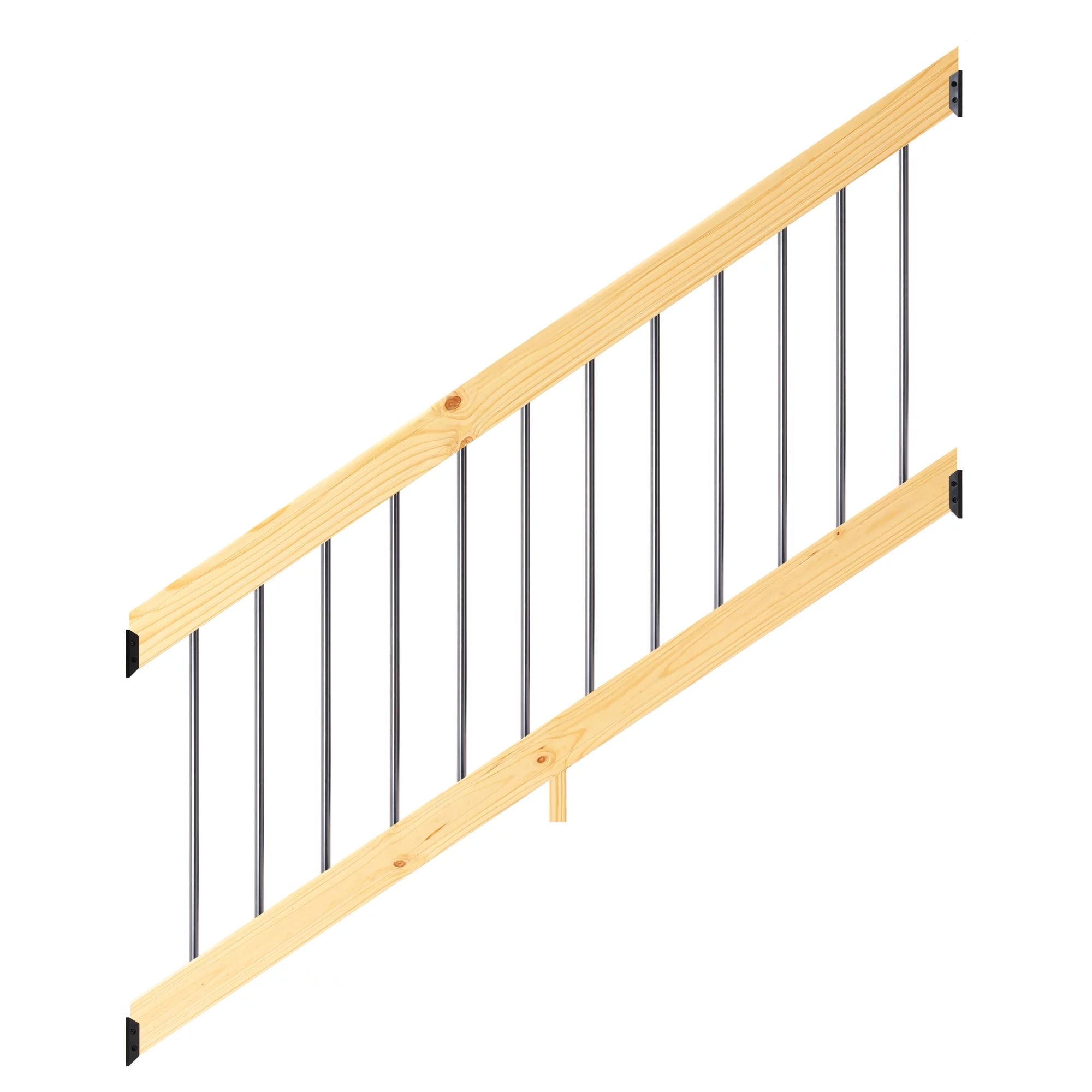 6 Ft. Pressure-Treated Wood Stair Rail Kit with Aluminum Round Balusters J934