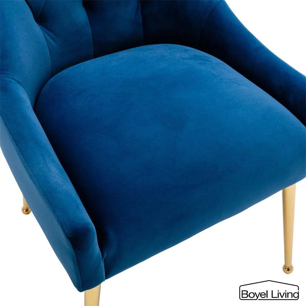 Navy Blue Velvet Dining Chair Set of 2 with Gold Legs Z224830