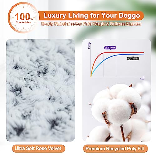 Grey Washable Plush Dog Bed, 35"x23" G8671