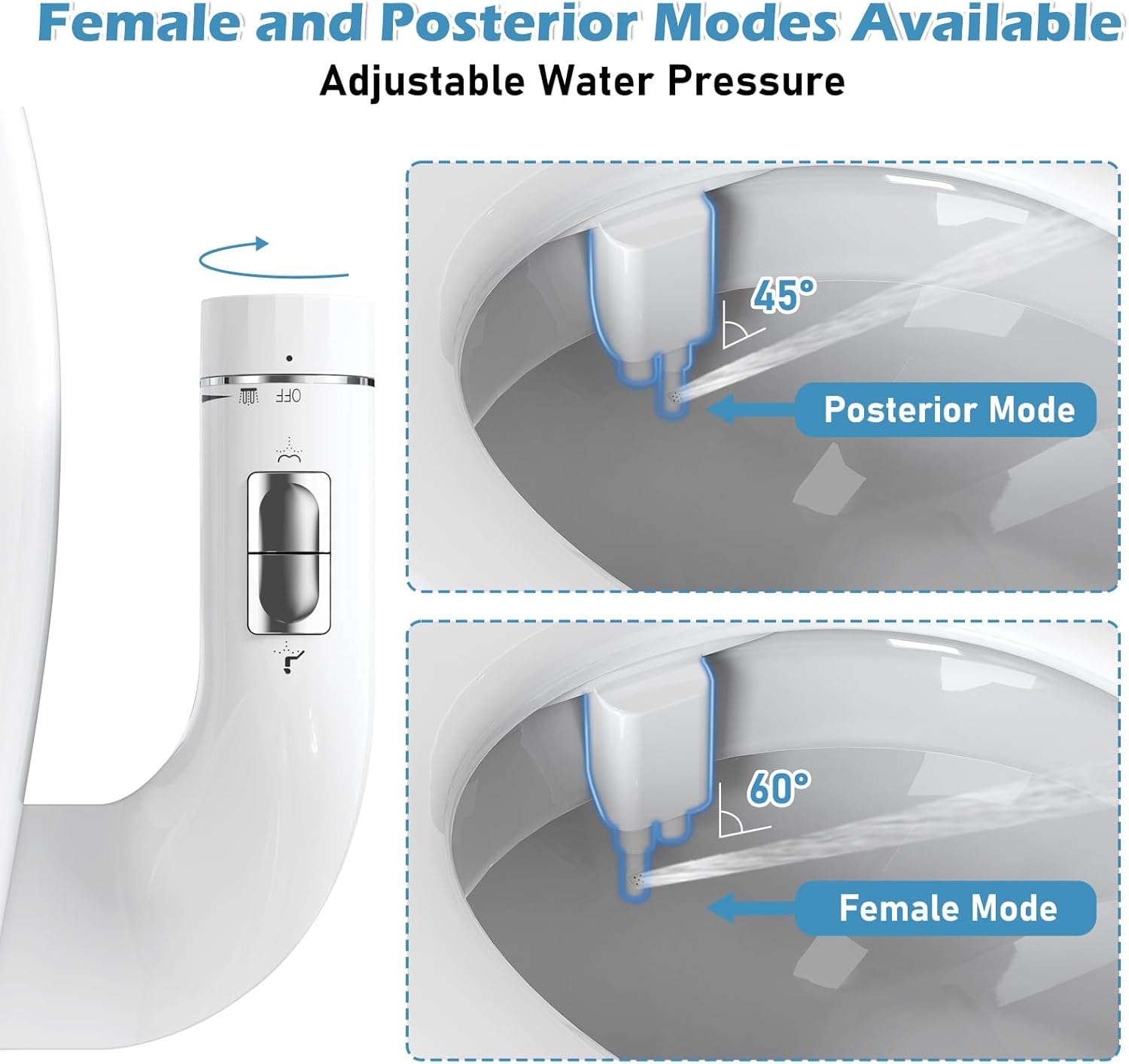 Ultra-Slim Bidet Attachment, Dual Nozzles, Adjustable Water Pressure, Non-Electric, Auto Self Cleaning V8920