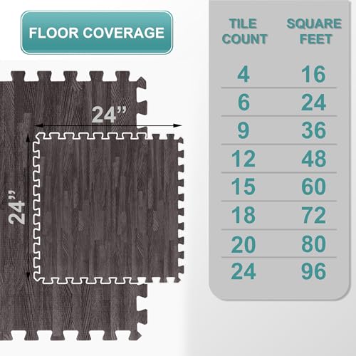 Wood Grain EVA Interlocking Floor Mats with Borders M181403