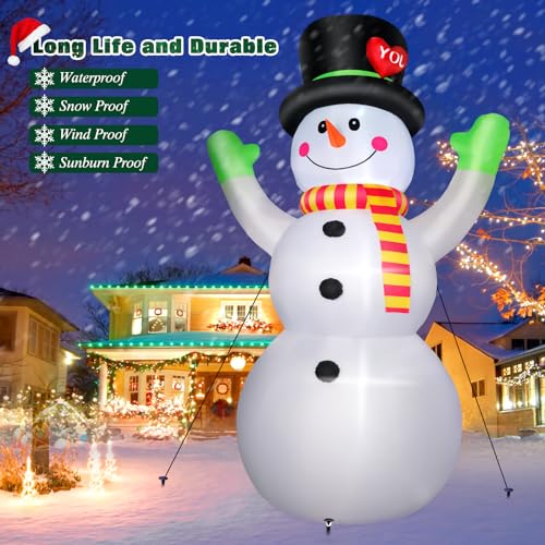 10 FT Christmas Inflatables Snowman Outdoor Yard Decorations with LED Lights V555